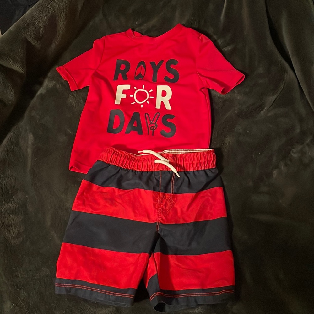 Old Navy Size 3T swim shirt and trunks